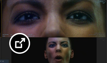 顔認識で抽出された女性の目のマット