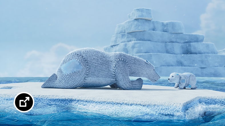 얼음 위에 떠 있는 북극곰과 새끼