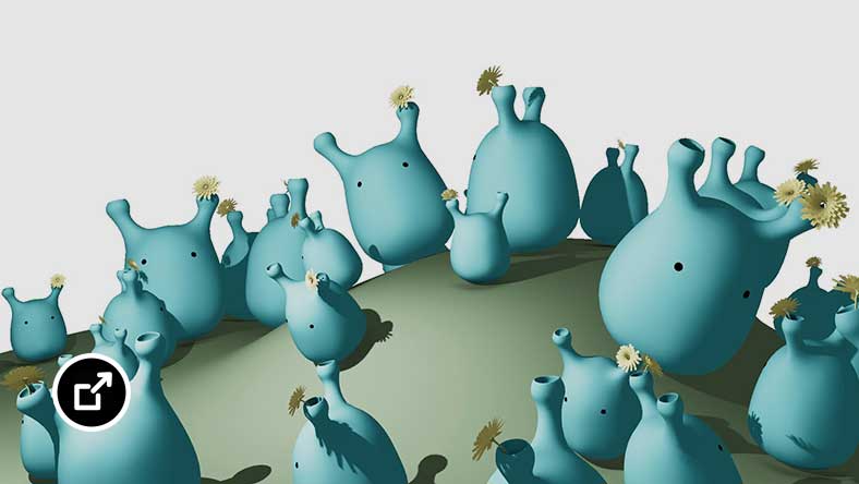 Blue blob characters
