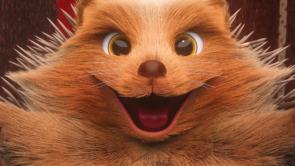 3D rendered furry animal laughing
