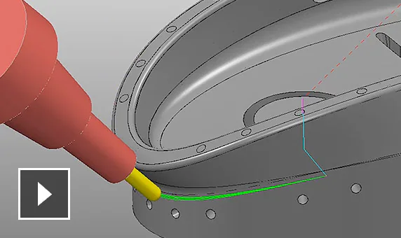 Vidéo&nbsp;: Application d'un mouvement 5&nbsp;axes à la majorité des parcours d'outils de PowerMill.