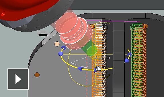 領域切削ツールパスに PowerMill のダイナミック マシン制御機能を使用する方法を示したビデオ