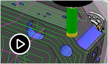 ビデオ：傾斜平坦仕上げ加工で単一軸ツールパスを使用してすべての平面を加工