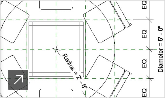 Drafting of a round table with 6 chairs with the Family Editor in Revit 