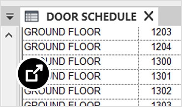 Un cronograma de puerta asociado a las puertas de un plano en Revit LT