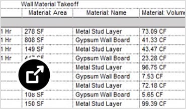 Conjunto de dados de levantamento de material de parede no Revit LT