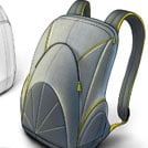 2 black-and-white drawings of backpacks and 1 color drawing of a backpack