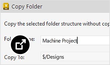 Vault interface with open dialogue to copy selected folder structure