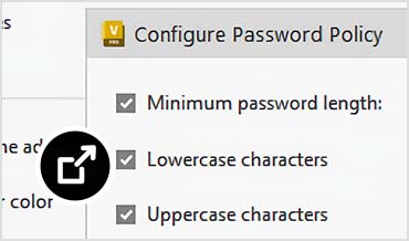 Vault Professional interface showing password policy configuration