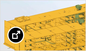 Interfaz de usuario de colaboración de diseño que muestra combinaciones de modelos MEP, de estructura y de arquitectura de Revit activados para ver los cambios
