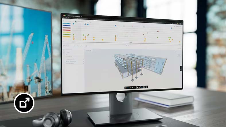 在 Autodesk BIM Collaborate Pro 中展示 Design Collaboration 的桌上型電腦螢幕