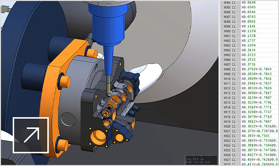 Simulating the 5-axis machining of a manifold inside CAMplete TruePath