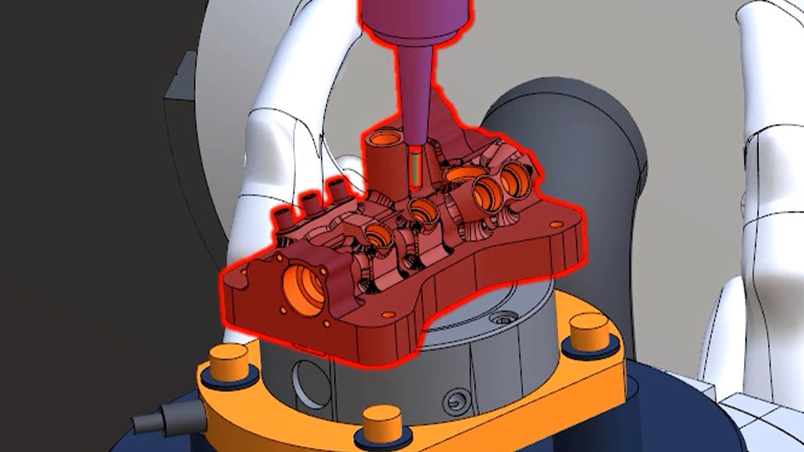 Simulación de una colisión en una máquina CNC dentro de CAMplete TruePath
