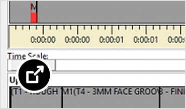 Interface utilisateur de CAMplete TurnMill montrant une optimisation des temps d’usinage 
