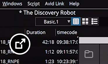 Flow Capture'daki Avid Media Composer paneli 