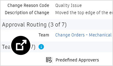 Change management open showing the modify order details