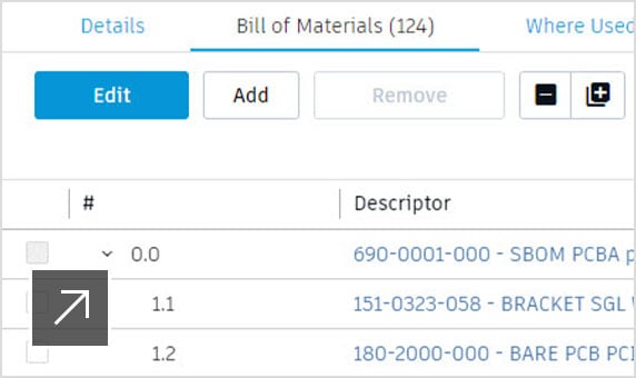 Centrally managed bill of materials