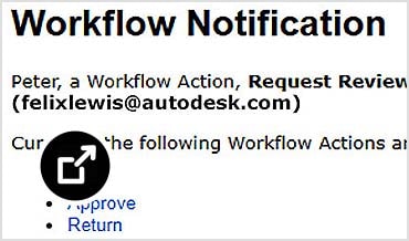 Email notification that a workflow action has been performed in Fusion Manage