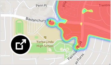 Heat map that visually displays the customers affected by a pipe burst
