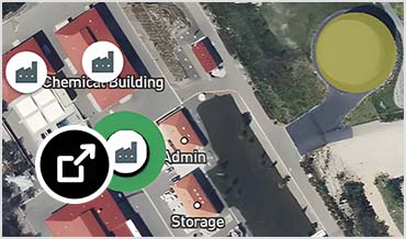 Geospatial view with heatmap window in Info360 Plant
