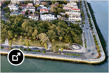 南卡罗莱纳州查尔斯顿市海湾沿岸鸟瞰图