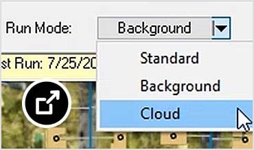 User selecting Cloud as the Run Mode in Run Manager