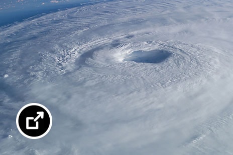 Vista aerea di un uragano