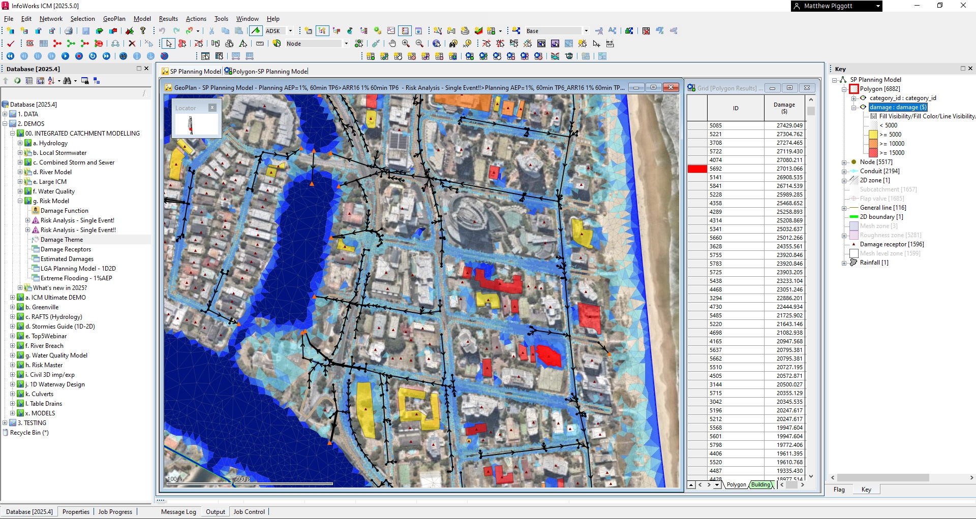 Planning model open in Autodesk InfoWorks ICM