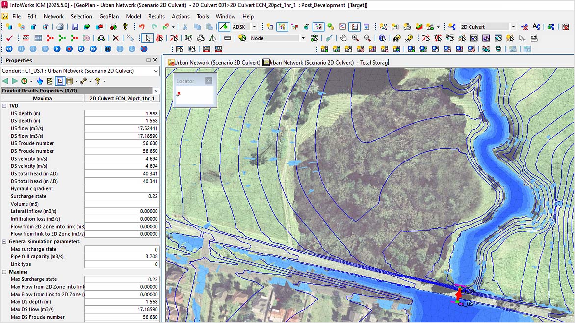 Autodesk InfoWorks ICM 中的洪水地形图
