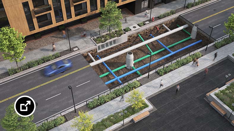 Rendering of underground water utilities