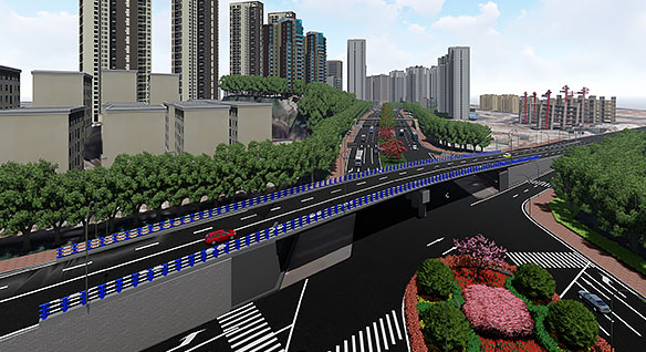Design visual of a highway reconstruction project