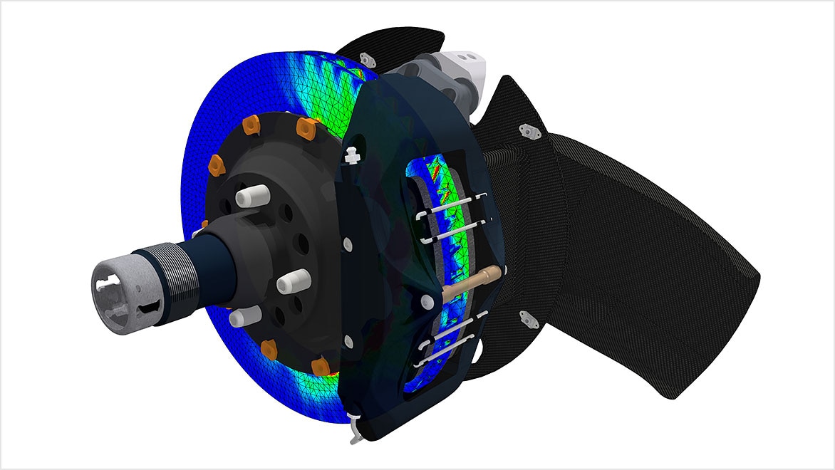 Simulation of a brake assembly in Inventor Nastran