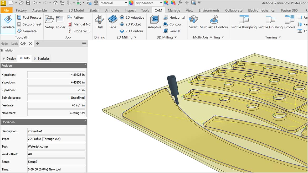 Generating cutting paths in 3D models in Autodesk Inventor Nesting 