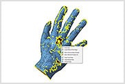 Egy kéz 3D modellje a Netfabb-ban megnyitott Javítás panel mellett 