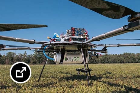 A H2GO által a Netfabb és más Autodesk-termékek használatával létrehozott, drónon lévő hidrogénreaktor