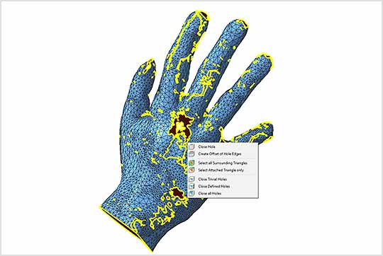 Autodesk Netfabb でメッシュの隙間を解決したメッシュ パーツのスクリーンショット