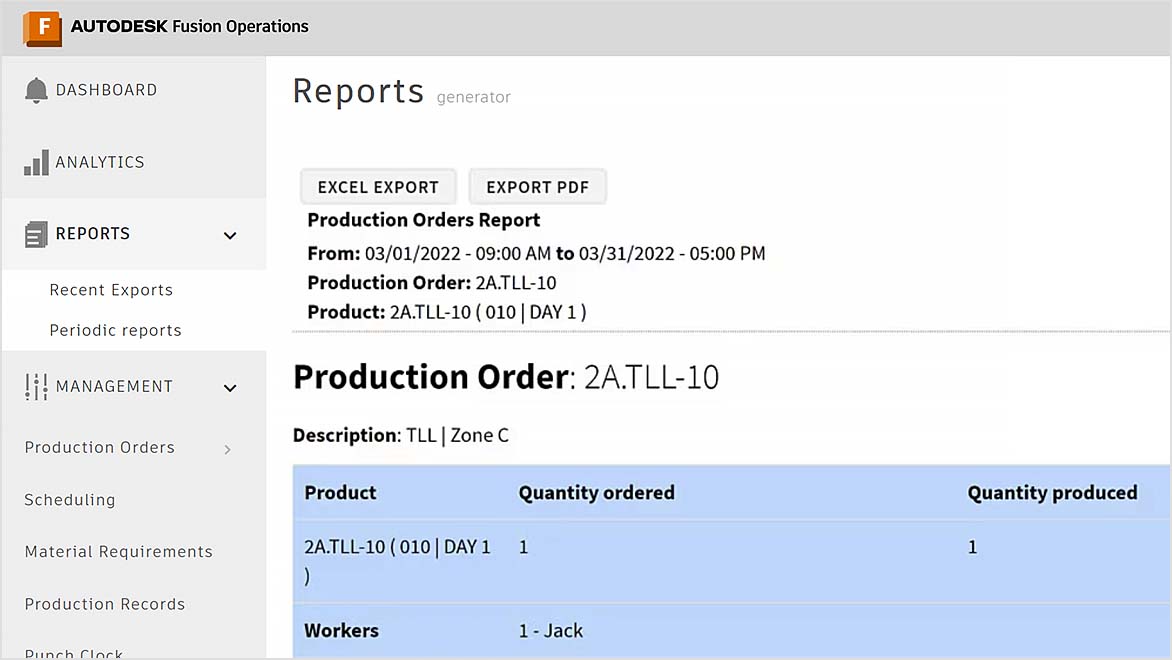 Production visibility user interface
