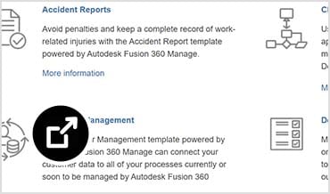 A screen shows the Fusion Manage process template library.  