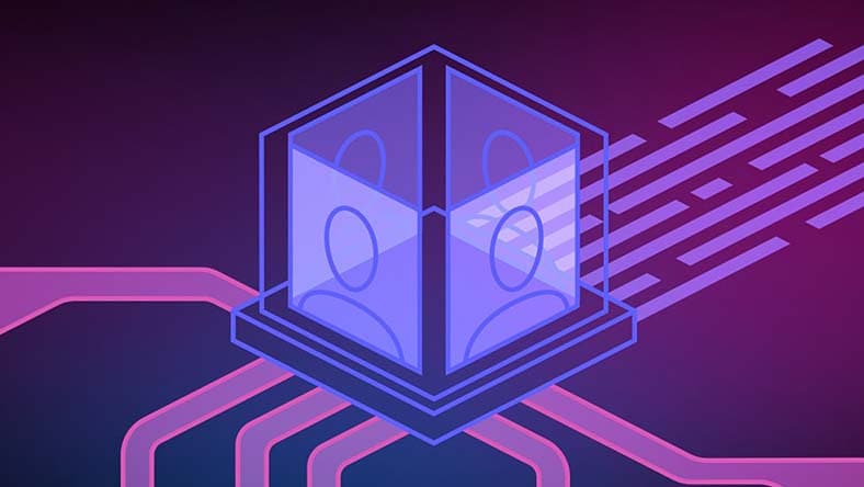 Conceptual image of heads in a box