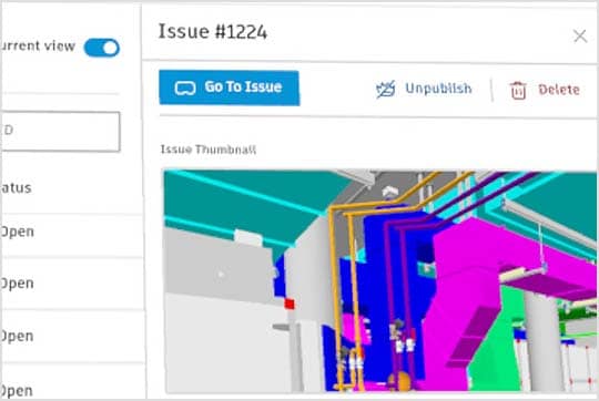 Application screenshot of issues console 