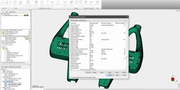 Imagen de la base de datos de materiales de Moldflow