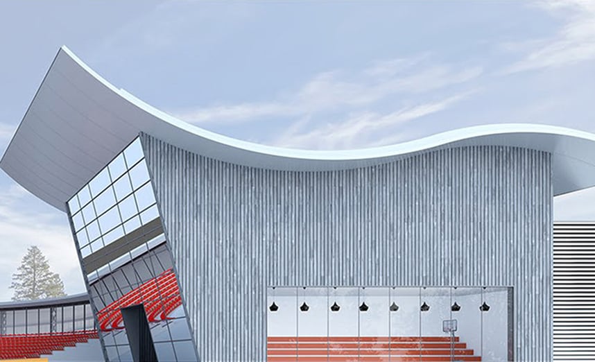 conception de centre sportif avec un logiciel de conversion de 2D en 3D