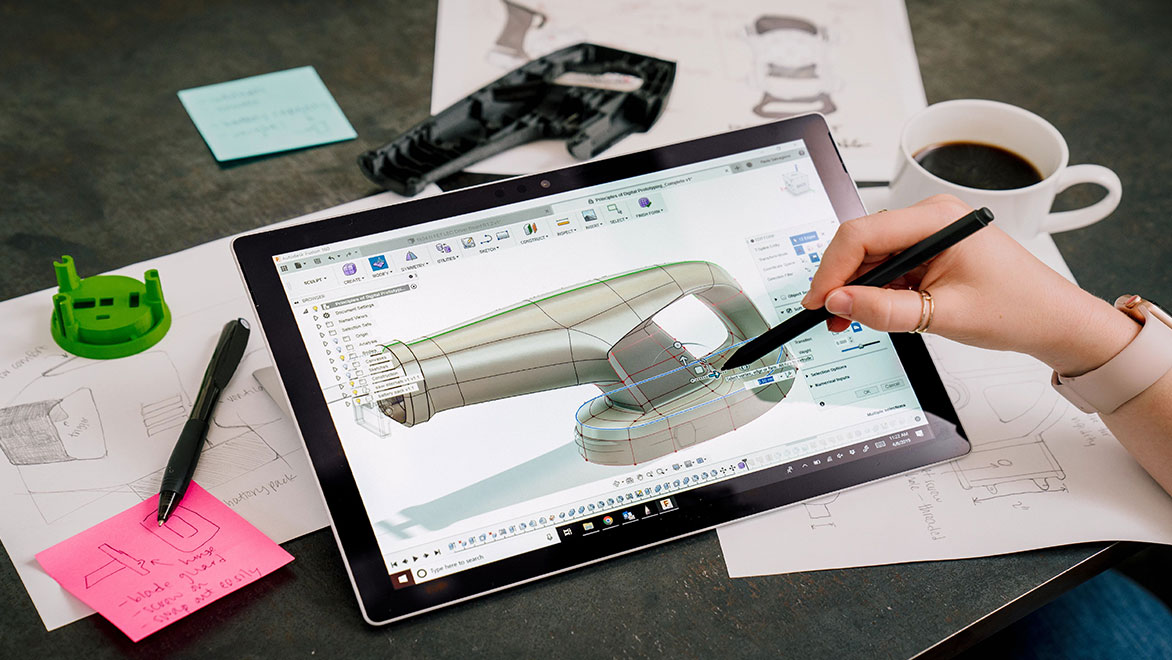 Using Fusion 360 on a tablet.