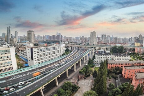 Shanghai skyline with elevated highway