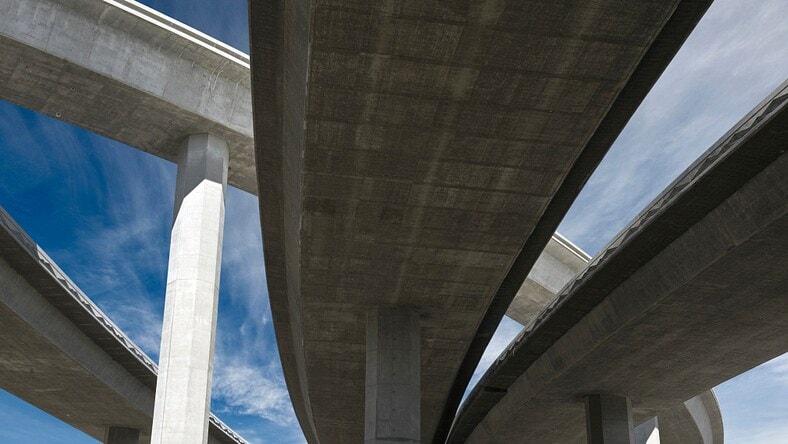 Low angle view of elevated freeway interchange