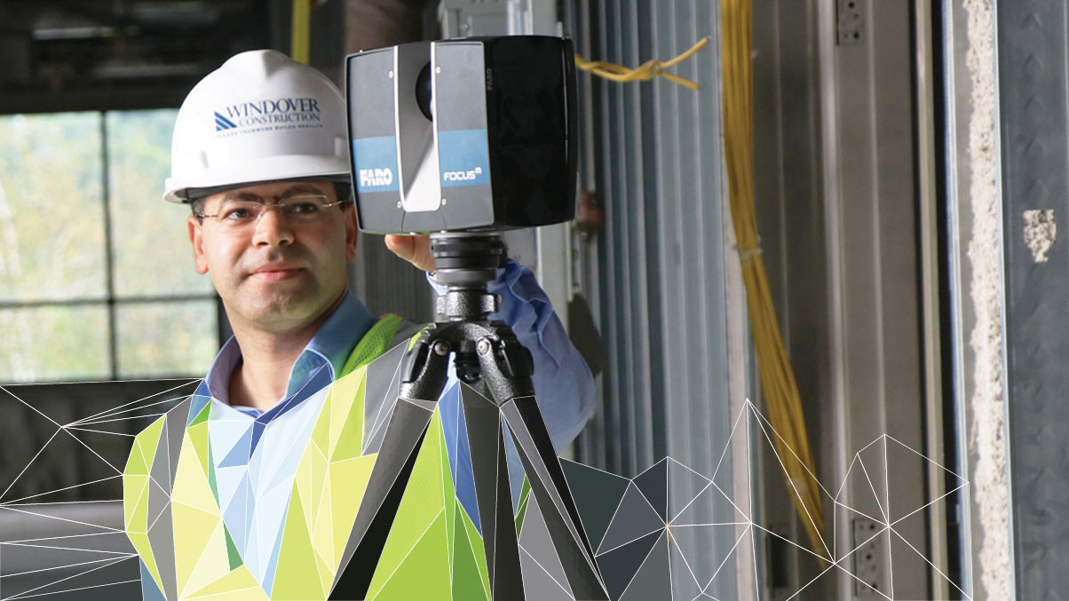 Amr Raafat working at contruction site with low poly design applied