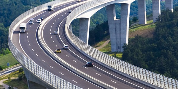 Curved highway viaduct in Slovenia