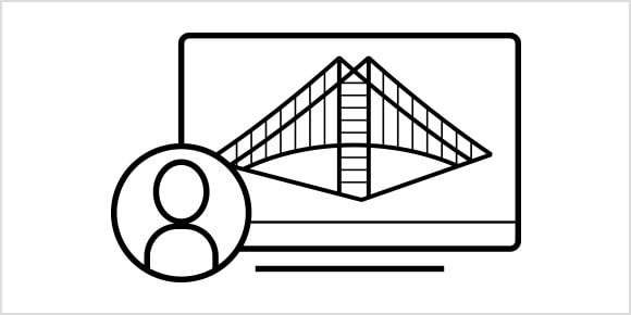 Icon of a bridge on a monitor
