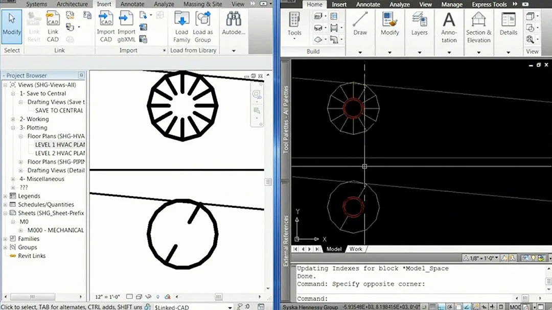 Importation de dessins de CAO dans Revit