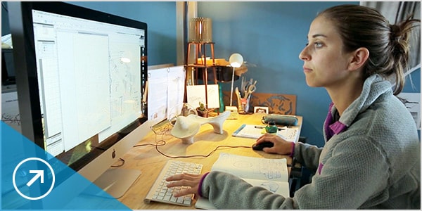 A designer is working in Fusion 360 cloud software